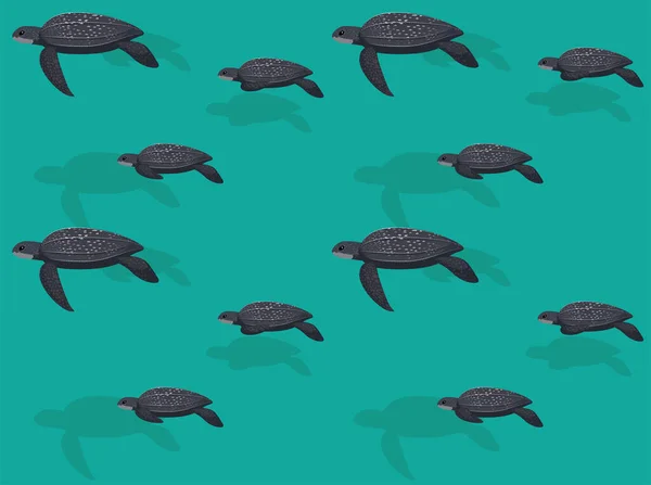 Zeeschildpad Leatherback Animatie Vector Naadloze Wallpaper — Stockvector