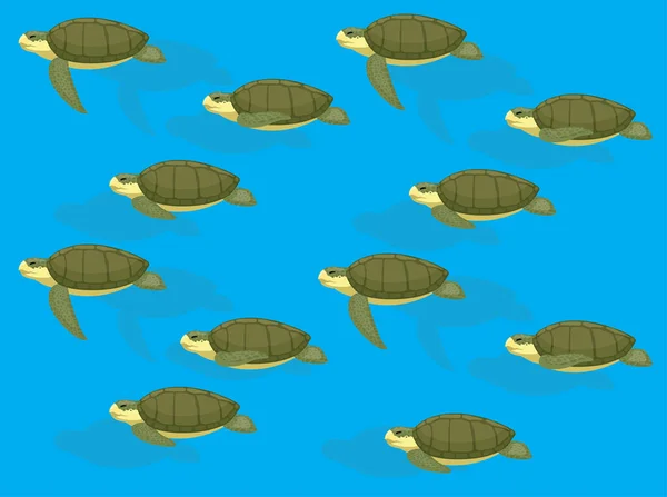 Animal Animation Sea Turtle Kemp Ridley Vector Seamless Wallpaper — Stock Vector
