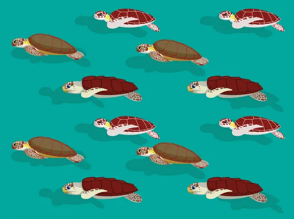 Mořská Želva Různé Karikatura Znak Bezešvé Tapety Sada — Stockový vektor