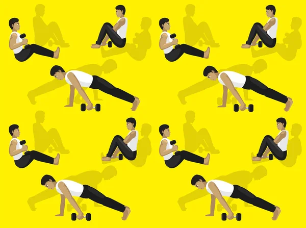 Dumbbell Exercise Cartoon Character Seamless Wallpaper — 스톡 벡터