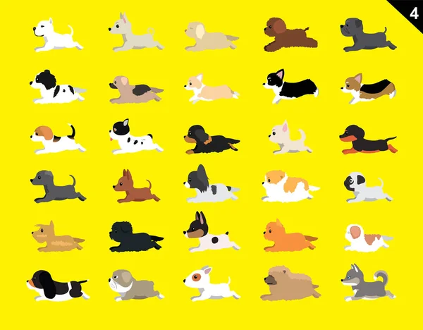 Animation Sequenzhund Verschiedene Rassen Set Cartoon Vector — Stockvektor