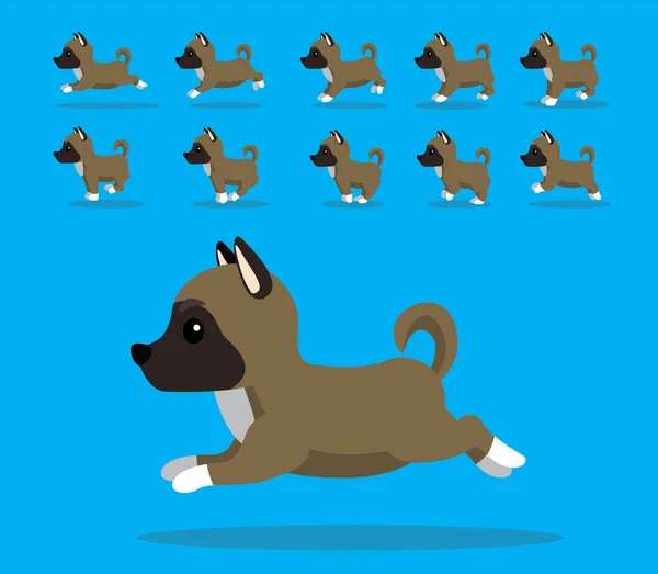 Animal Animation Sequence Dog Akita Cartoon Vector Brown Coat —  Vetores de Stock
