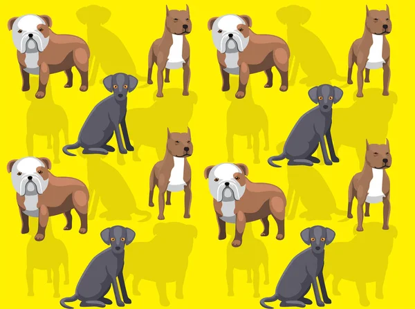 Amerikaanse Honden Bulldog Blue Lacy Pitbull Cartoon Karakter Naadloze Wallpaper — Stockvector
