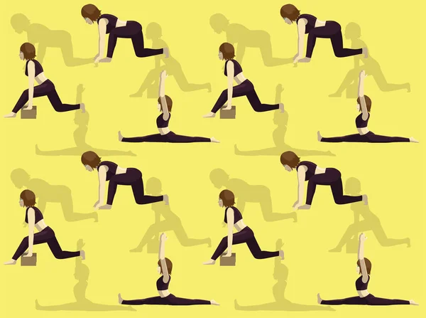 Posture Yoga Singe Pose Bande Dessinée Sans Couture Fond Écran — Image vectorielle