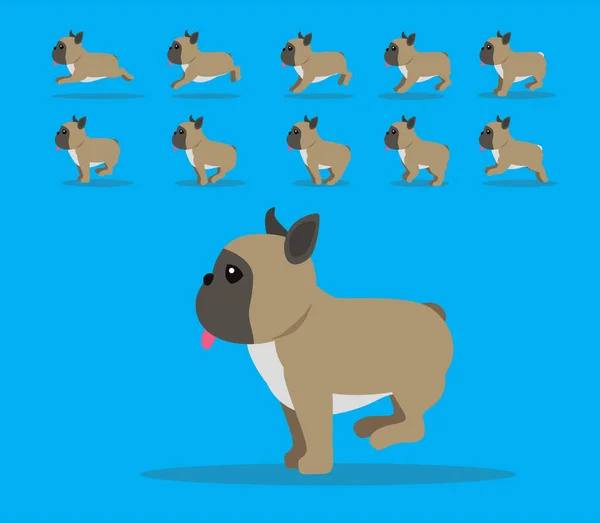 Animal Animation Sequence Dog French Bulldog Cartoon Vector Brown Coat — стоковый вектор