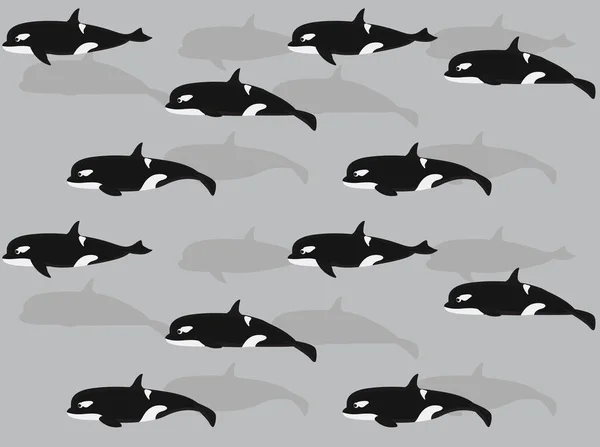 Animal Cartoon Orca Assassino Baleia Sem Costura Papel Parede Fundo — Vetor de Stock