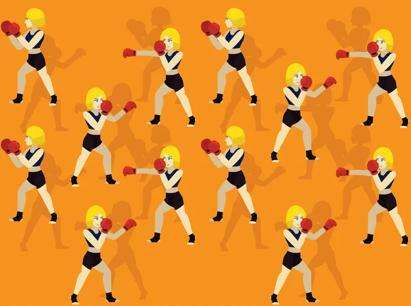 Boxing Poses Cartoon Long Range Hook Seamless Wallpaper Background — Stock Vector