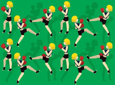 Boks Pozisyonları Çizgi Film Önden Tekmeleme Kusursuz Duvar Kağıdı Arkaplanı