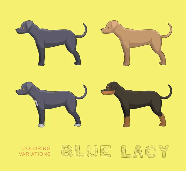 Dog Blue Lacy Coloring Variations Cartoon Vector Illustration — 图库矢量图片