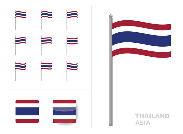 Thailand Flag Country Waving Animation App Icon Vector - Stok Vektor