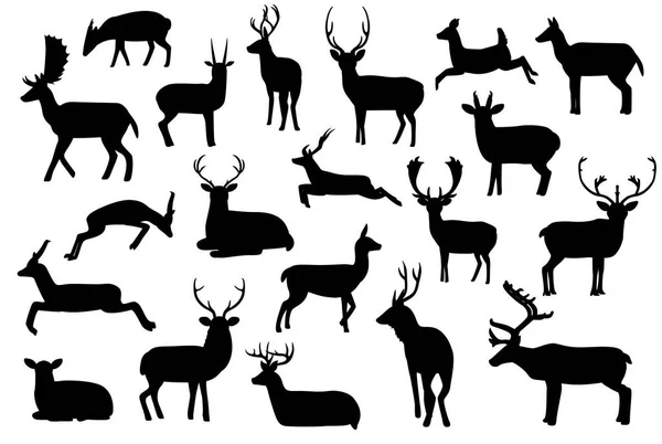 各种鹿形轮廓矢量图解 — 图库矢量图片
