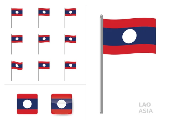Lao Flag Country Waving Animation App Icon Vector - Stok Vektor
