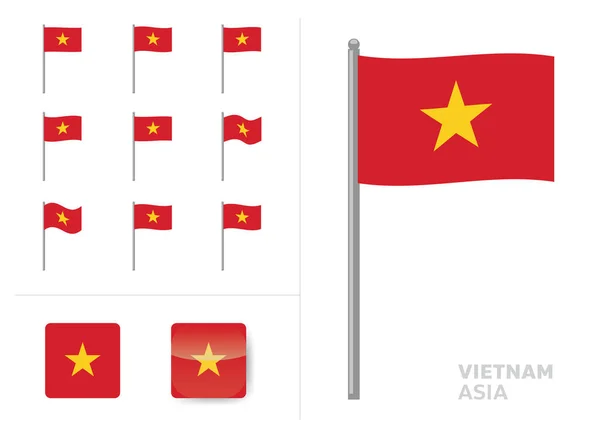 Vietnam Bandera País Ondeando Animación App Icono Vector — Vector de stock