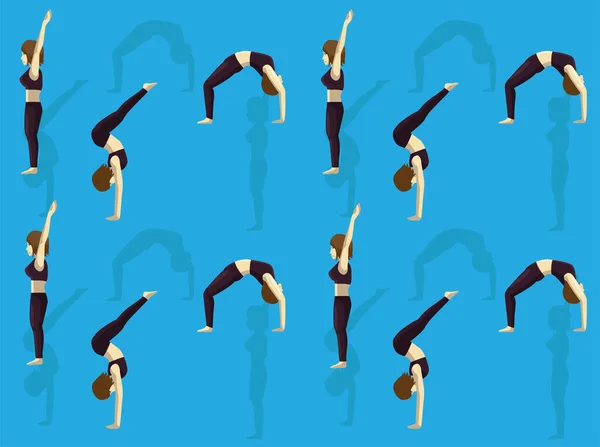 Gymnastic Moves Back Limber Naadloze Achtergrond — Stockvector