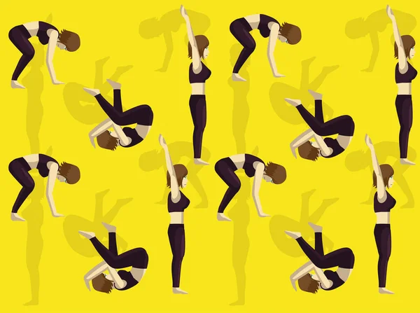 Gymnastik Bewegt Sich Vorwärts Rolle Nahtlose Tapete Hintergrund — Stockvektor