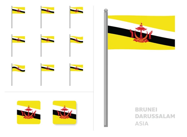 Brunei Darussalam Zászló Ország Integetés Animáció App Ikon Vektor — Stock Vector