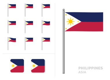 Filipinler Bayrak Ülke Dalgalandırma Animasyon Uygulaması Simge Vektörü