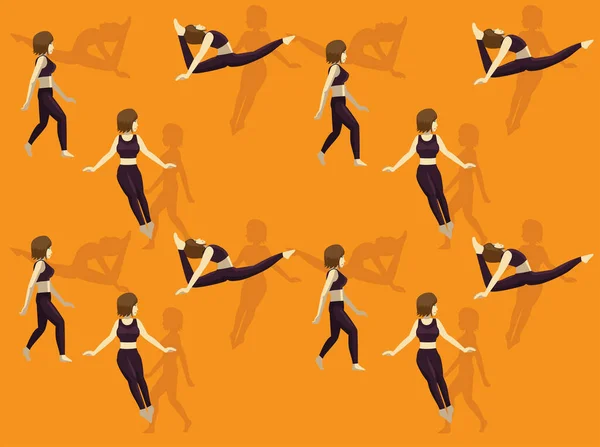 Gymnastic Moves Scissor Leap Seamless Обои Фон — стоковый вектор