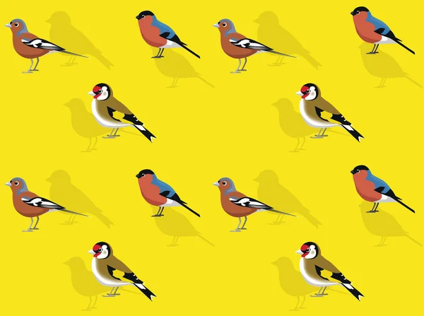 Finch Cartoon Seamless Wallpaper Background — 스톡 벡터