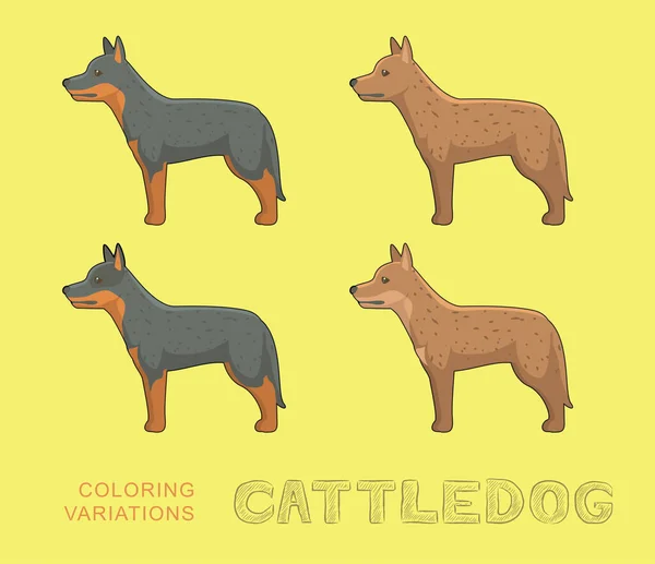 Hund Nötkreatur Hund Färgning Variationer Tecknad Vektor Illustration — Stock vektor