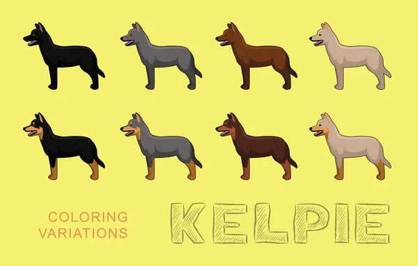 Perro Kelpie Perro Para Colorear Variaciones Dibujos Animados Vector Ilustración — Archivo Imágenes Vectoriales