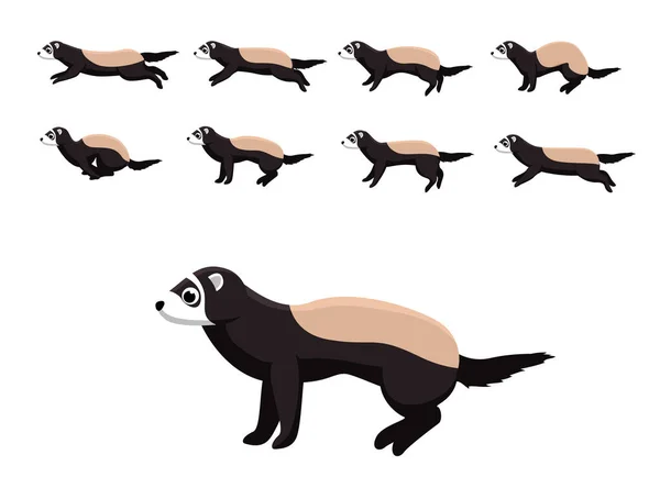 Animal Animation Ferret Running Cute Cartoon Character Vector Illustration — Stock Vector