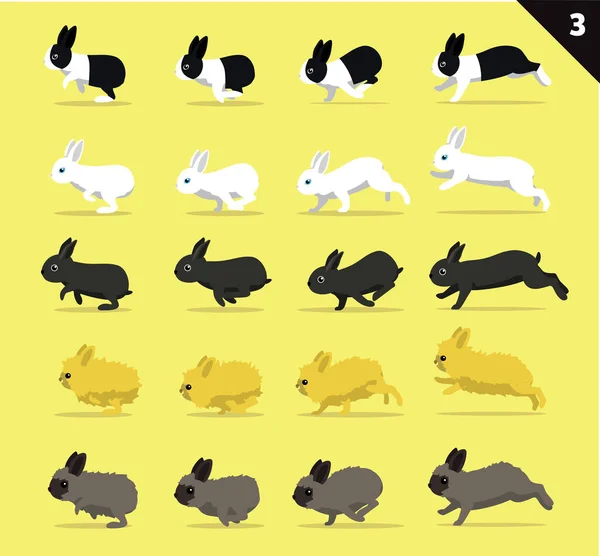 Animación Animal Secuencia Varios Conejo Dibujos Animados Vector Moving Set — Vector de stock