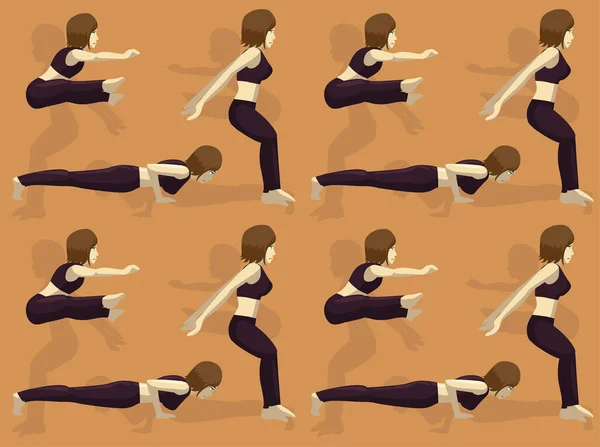 Gymnastické Pohyby Rozkročit Skok Bezešvé Tapety Pozadí — Stockový vektor