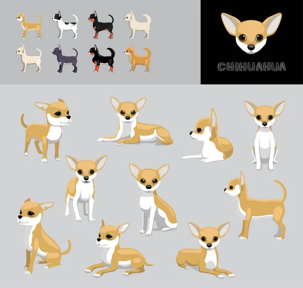 Hund Chihuahua Tecknad Vektor Illustration Färgvariation Set — Stock vektor