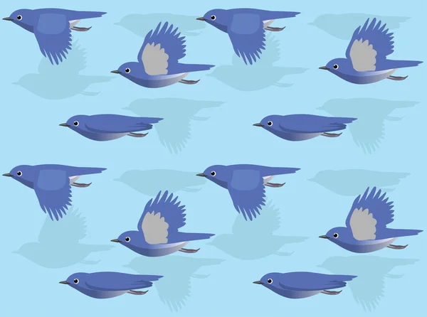 Cartoon Bluebird Fliegen Nahtlose Hintergrundbilder — Stockvektor