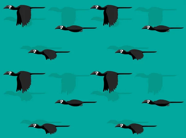 Oiseau Touffu Crête Hornbill Animation Fond Écran Sans Couture — Image vectorielle