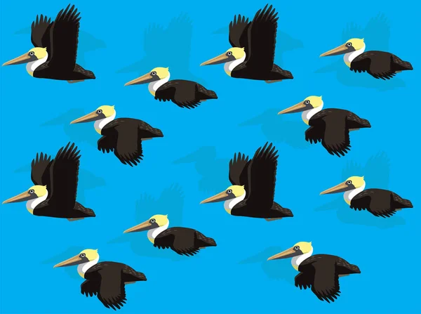 Brown Pelican Bird Animation Seamless Wallpaper Background — ストックベクタ