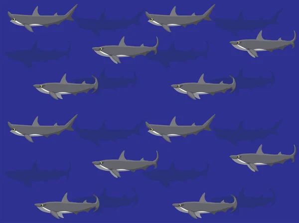 Hammerhead Haai Zwemmen Animatie Naadloze Achtergrond — Stockvector
