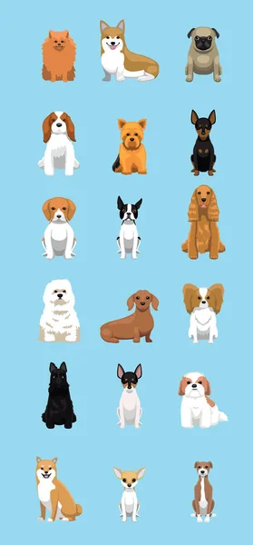 小犬座りセット漫画ベクトルイラストカラーバリエーションセット — ストックベクタ