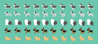 Alaska Köpeği Malamute Dalmaçyalı Eski İngiliz Çoban Köpeği Alman Çoban Köpeği Yürüyen Çizgi Film Seçmenleri Set