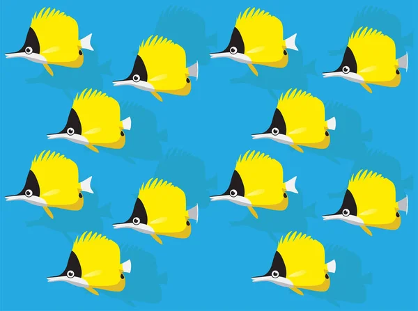 Revfisk Långnosad Fjärilsfisk Animation Sömlös Bakgrund — Stock vektor