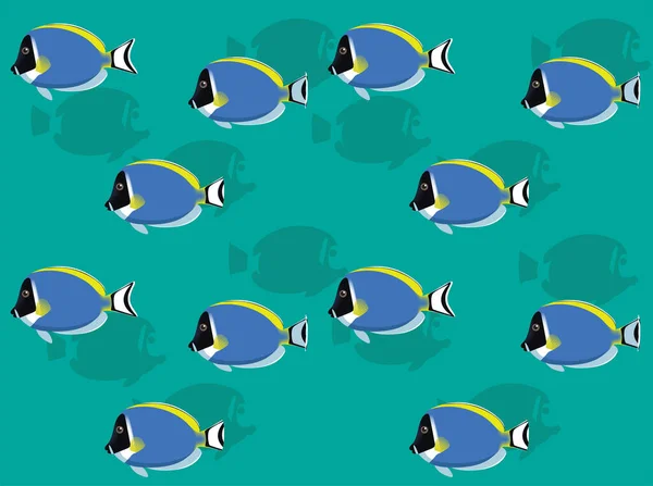Reef Fish Powder Blue Tang Animation Seamless Wallpaper Background — Stock Vector