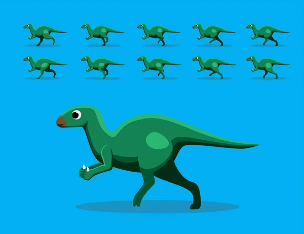 Sekwencja Animacji Zwierząt Dinozaur Iguanodon Running Cartoon Vector — Wektor stockowy