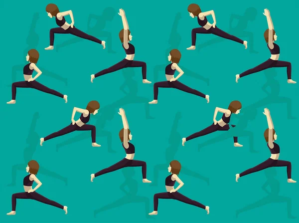 Yoga High Lunge Animation Nahtlose Hintergrundbilder — Stockvektor