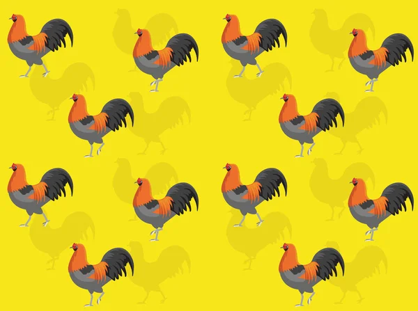 Chicken Rooster Ameraucana Animation Seamless Wallpaper Background — Stock Vector