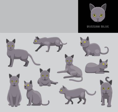 Kedi Rus Mavi Çizgi Filmi Vektör Resimlendirme Renk Değişikliği Ayarları