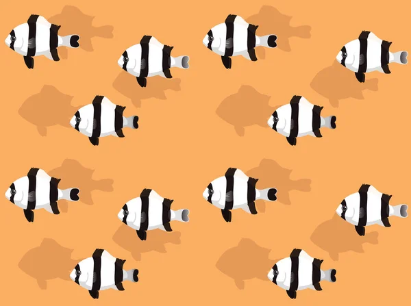 Reef Fish Four Striped Damselfish Animation Fond Écran Sans Couture — Image vectorielle