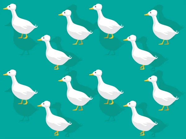 Duck Crested Animatie Naadloze Wallpaper Achtergrond — Stockvector