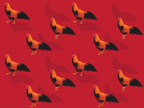 Chicken Walking Cubalaya Breed Seamless Wallpaper Background — 图库矢量图片