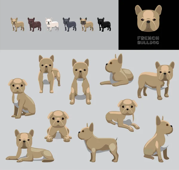 Dog French Bulldog Cartoon Vector Illustration Color Variation Set — стоковий вектор