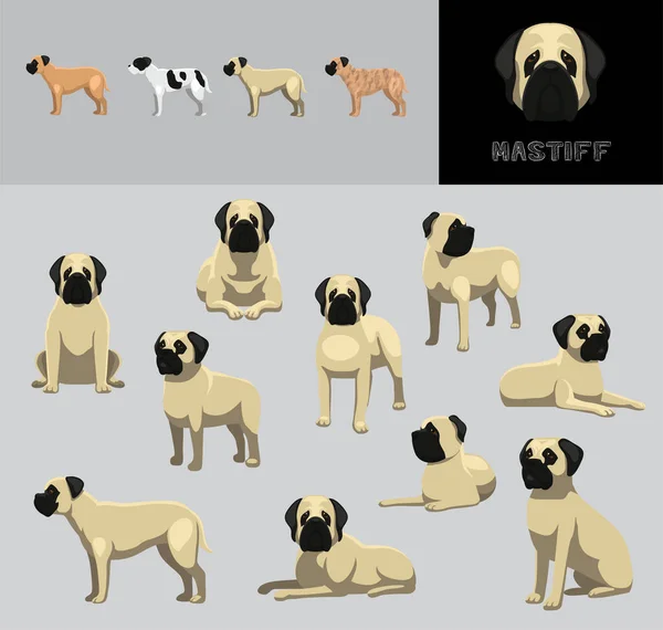 Dog Mastiff Cartoon Vector Illustration Color Variation Set —  Vetores de Stock