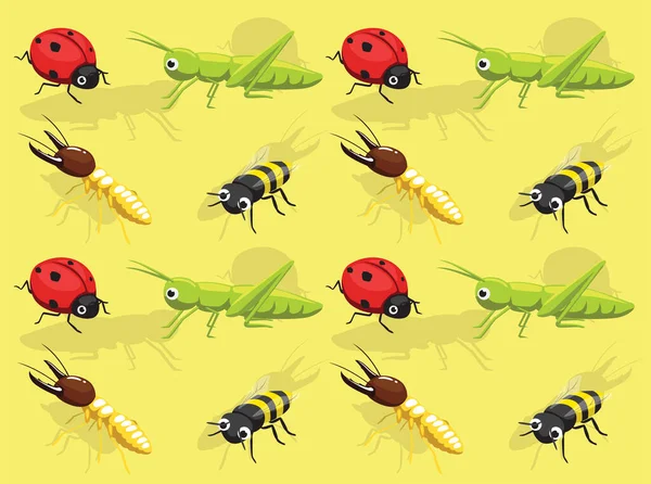 Various Insect Species Seamless Wallpaper Background — стоковый вектор
