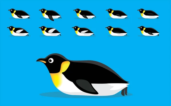 Penguin Emperor Sliding Animation Frame Cute Cartoon Vector Illustration — 图库矢量图片