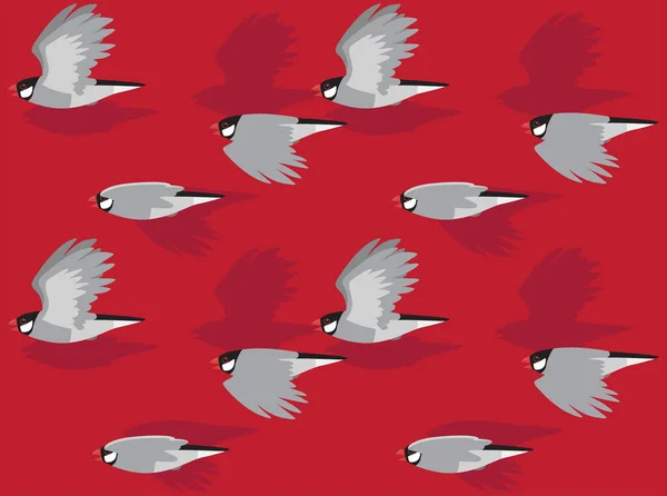 Bird Flying Java Sparrow Finch Cartoon Seamless Wallpaper Background — Vettoriale Stock