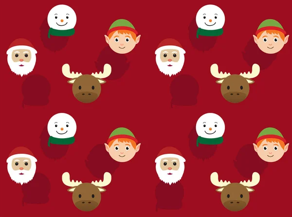 Christmas Characters Ball Head Cartoon Seamless Wallpaper Background — Stock vektor